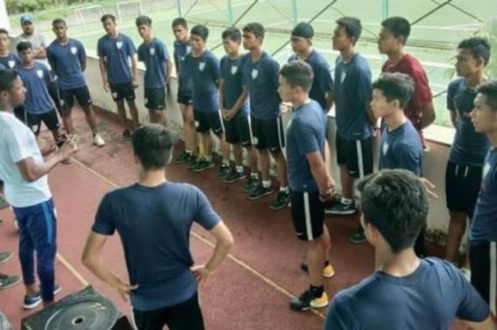 Suasana timnas U-16 India jelang latihan di Malaysia. 