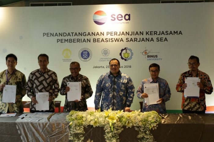 Sea meresmikan kerja sama dengan lima kampus terkemuka di Indonesia dalam pemberian Beasiswa Sarjana Sea, Kamis (23/8/2018).