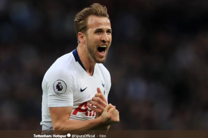 Harry Kane saat mencetak gol untuk Tottenham Hotspurs pada laga kontra Wolverhampton Wanderers, pekan ke-20 Liga Inggris 2018-2019, Sabtu (29/12/2018), di Stadion Wembley