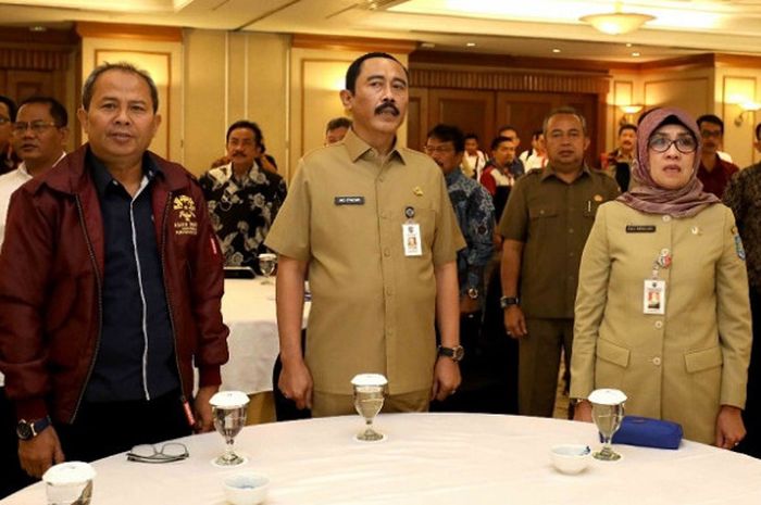 Rapat Koordinasi Persiapan Pengarakan Obor (Torch Relay) Asian Games 2018 yang dipimpin Sekjen Menteri Dalam Negeri Drs. Hadi Prabowo MMHotel Menara Peninsula, Jakarta, Senin (23/4/2018).