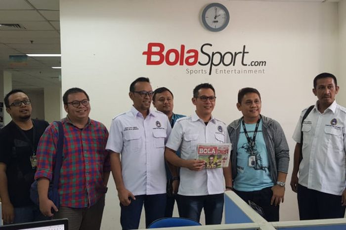 Kunjungan Asprov PSSI Jakarta ke Redaksi BolaSport.com, Rabu (18/7/2018).