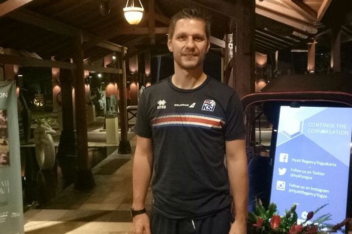 Sebastian Boxleitner, fitness coach Timnas Islandia di Hotel Hyatt, Yogyakarta, Minggu (7/1/2018).