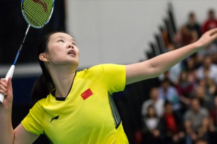 Pebulu tangkis tunggal putri China, Li Xuerui, saat tampil di pertandingan final US Open 2018 dan berhasil menjadi juara.