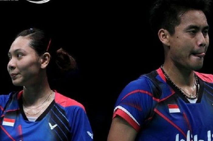 Pasangan ganda campuran Indonesia, Tontowi Ahmad/Gloria Emanuelle Widjaja, bereaksi pada babak pertama Malaysia Masters. Tontowi/Gloria mengalahkan pasangan India, Reddy B Sumeeth/Ashwini Ponnapa, dengan 21-17, 21-17 di Sibu Indoor Stadium, Sarawak, Malaysia, Rabu(18/1/2017).