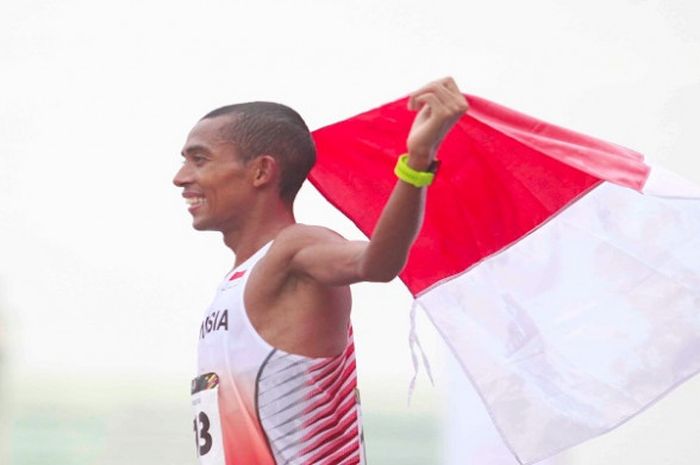 Agus Prayogo berhasil meraih medali perak SEA Games 2017 di lomba lari marathon pada Sabtu (19/8/2017). 