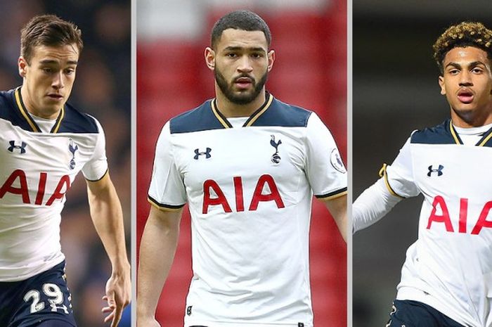 Pemain muda Tottenham Hostpur (kiri-kanan): Harry Winks, Cameron Carter-Vickers, dan Marcus Edwards, memiliki potensi untuk menjadi pemain bintang masa depan Spurs.