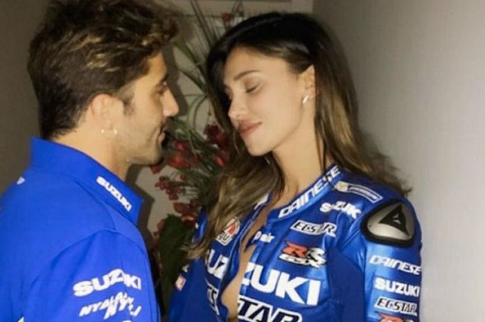 Andrea Iannone bersama kekasinya, Belen Rodriguez.