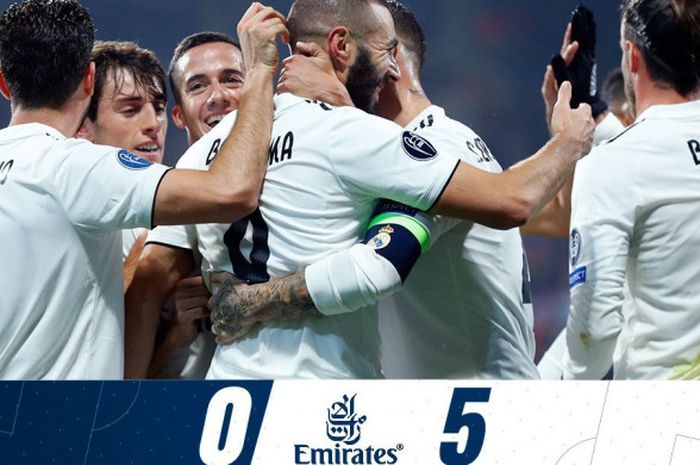 Real Madrid menang 5-0 atas Viktoria Plzen dalam pertandingan matchday 4 Liga Champions, 7 November 2018. 