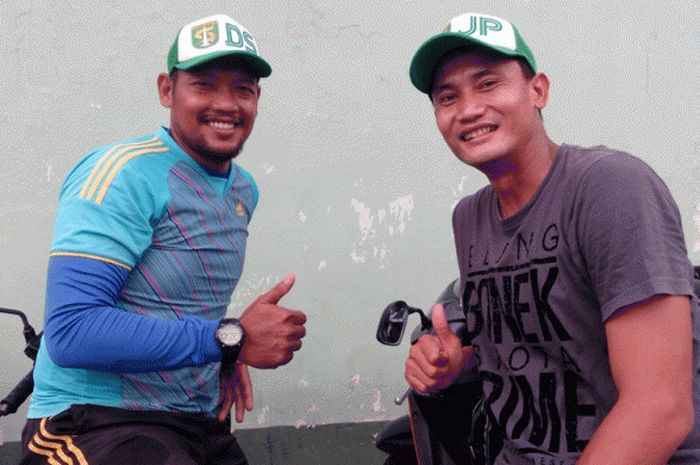 Dedy Susanto (kiri) dan Jefri Prasetyo, dua eks pemain Persebaya yang kini menjadi staff pelatih di Persebaya liga 2 musim 2017.