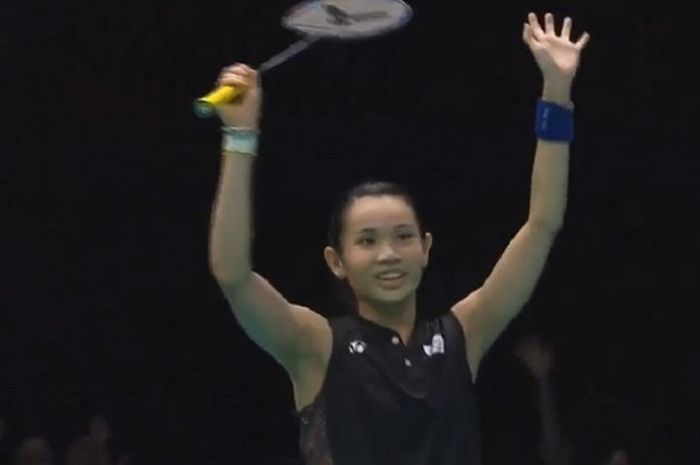 Ekspresi Tai Tzu Ying (Taiwan) usai menang 21-19, 22-20 atas Chen Yufei (China) di final Kejuaraan Asia 2018 pada Minggu (29/4/2018) di Wuhan Sports Center, Wuhan, China.