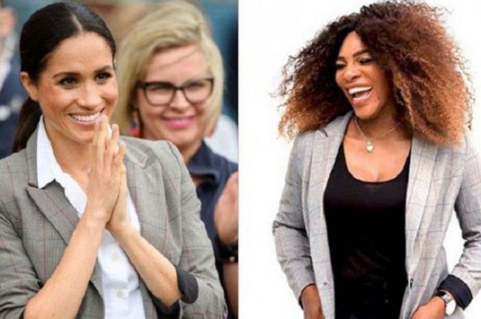 Meghan Markle dan Serena Williams mengenakan blazer yang sama. Blazer tersebut merupakan garapan dari Williams.