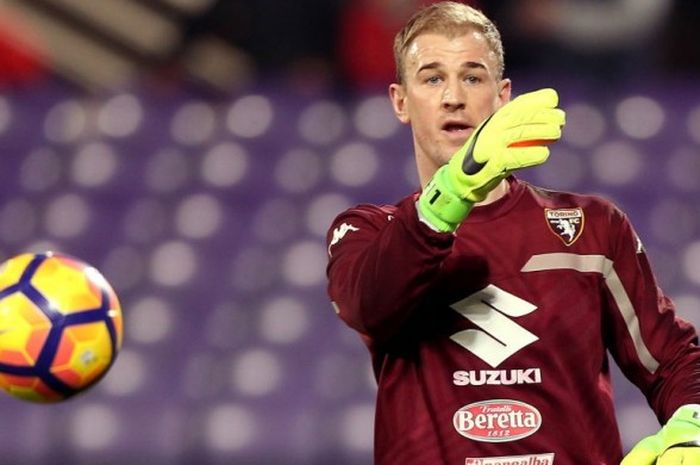 Ekspresi kiper Torino, Joe Hart, dalam pertandingan Liga Italia 2016-2017 menghadapi Fiorentina di Stadio Artemio Franchi, Florence, Italia, pada 27 Februari 2017.