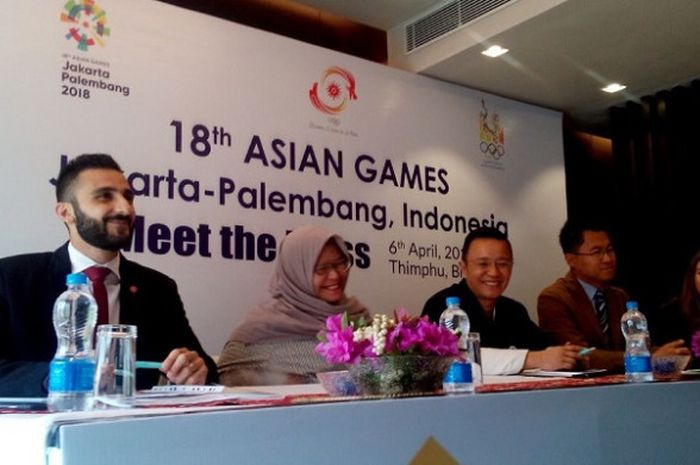 Konferensi pers Asian Games 2018 OCA Fun Run di Hotel Le Meridien, Thimphu, Bhutan, Jumat (6/4/2018).