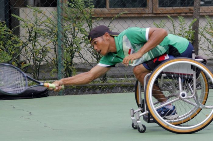 Agus Fitriadi, atlet pelatnas tenis kursi roda yang selalu menjaga motivasi menuju Asian Para Games 2018.