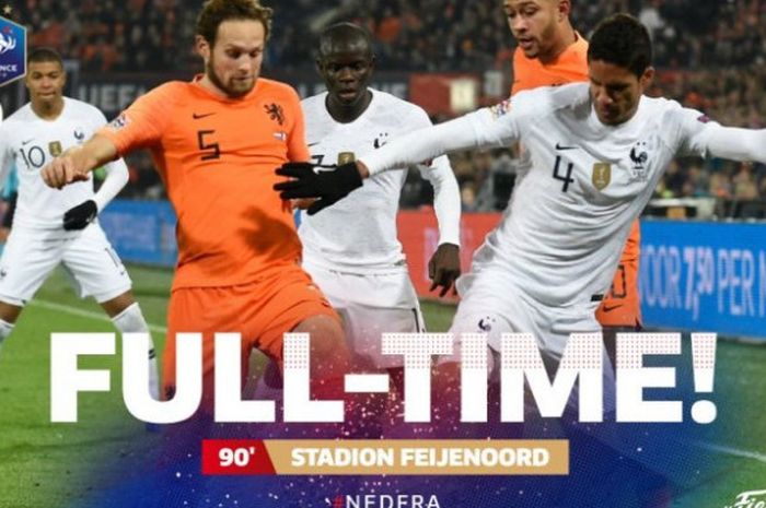 Laga UEFA Nations League antara Belanda dan Prancis di Stadion Feijenoord, Jumat (16/11/2018)