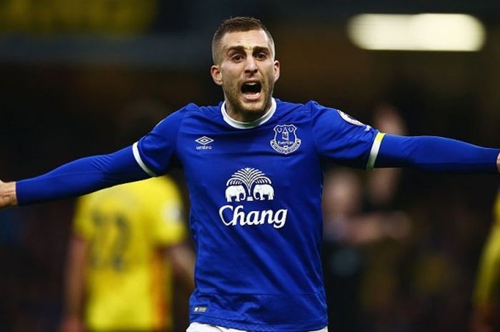 Reaksi Gerard Deulofeu ketika membela Everton menghadapi Watford dalam laga Premier League di Stadion Vicarage Road, Watford, 10 Desember 2016.