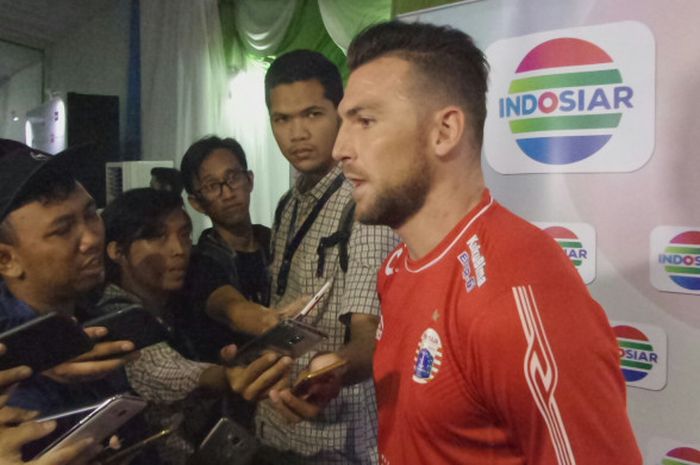 Marko Simic saat diwawancarai wartawan pada acara peluncuran kompetisi Liga 1 musim 2018 di Jakarta, Senin (19/3/2018) malam WIB.