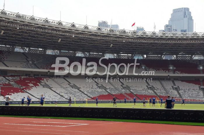 Timnas Islandia menggelar sesi latihan di SUGBK, Sabtu (13/1/2018) 