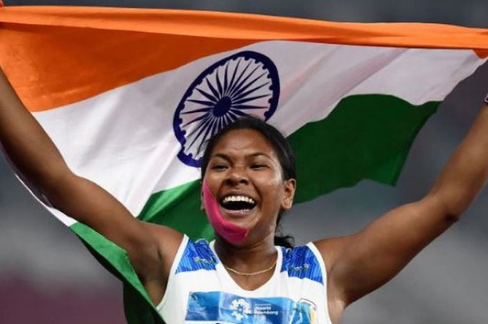 Atlet atletik India, Swapna Barman, yang meraih medali emas pada ajang Asian Games 2018. 