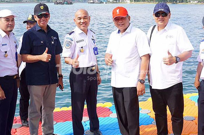 SKPD Pemerintah Provinsi Sumsel, meninjau persiapan venue Triathlon di Jakabaring Sport City Palembang yang akan digunakan di Asian Games 18 Agustus 2018.