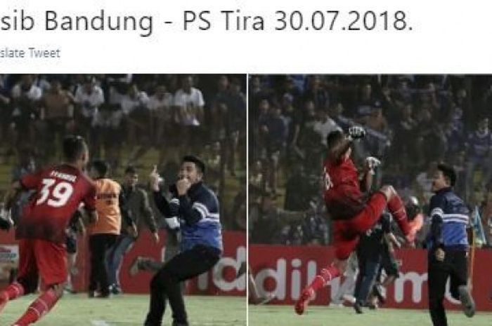Suporter Persib Bandung saat laga melawan PS Tira.