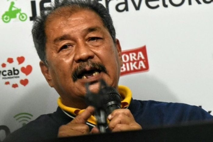 Pelatih Perseru, Yusak Sutanto, saat jumpa wartawan untuk partai Liga 1 kontra Bal United, 4 Juni 2017.
