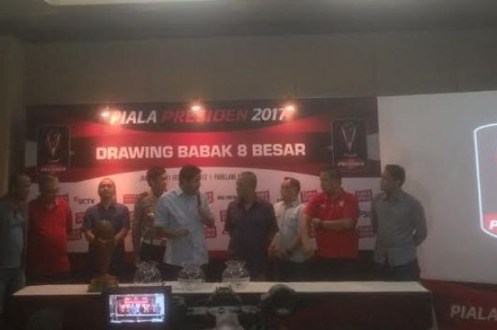 Suasana drawing 8 Besar Piala Presiden 2017 di Hotel Parklane, Kasablanka, Jakarta Selatan,  Selasa (21/2/2017).