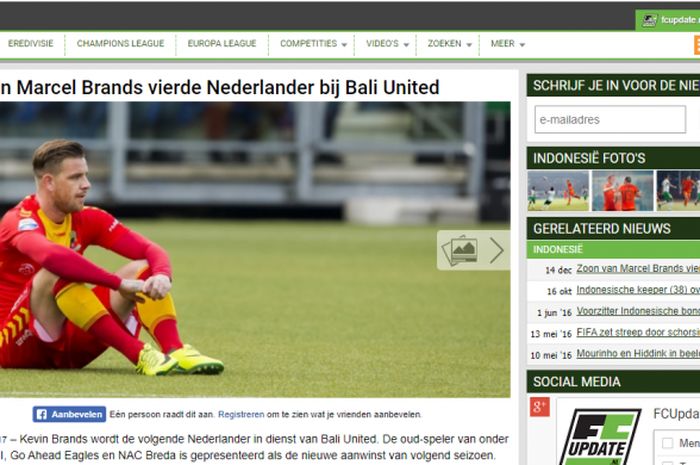 Kevin brands, rekrutan anyar Bali United asal Liga Belanda yang mendapat sorotan sejumlah media olahraga asing