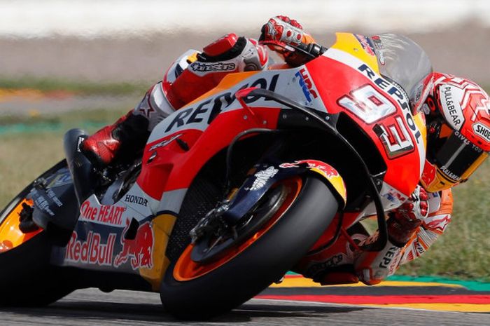 Marc Marquez saat balapan MotoGP Jerman 2018, Minggu (15/7/2018)