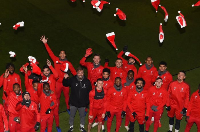 Skuat Liverpool menjalani sesi foto di Melwood dalam rangka memasuki masa liburan akhir tahun 2018.