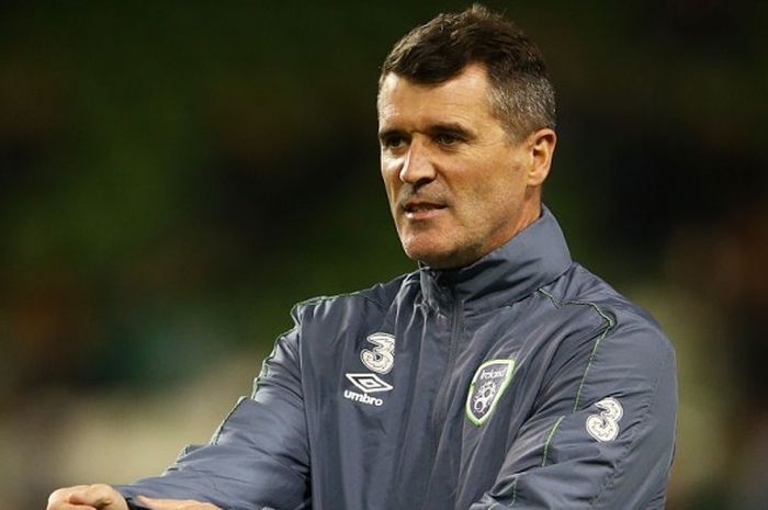 Asisten pelatih Martin O'Neill di timnas Rep Irlandia, Roy Keane, dalam laga Kualifikasi Euro 2016 menghadapi Bosnia Herzegovina di Aviva Stadium, Dublin, Rep Irlandia (16/11/2015).