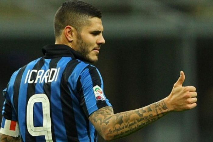 Kapten Inter, Mauro Icardi, ketika tampil menghadapi Frosinone di Giuseppe Meazza, pada 22 November 2015.