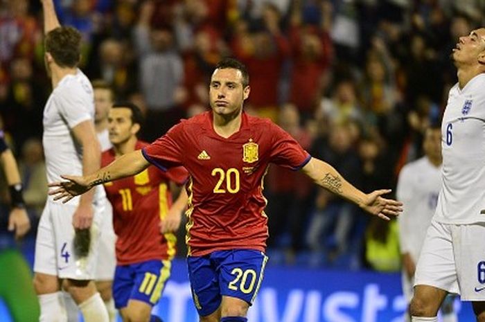 Santi Cazorla mencetak gol pemasti kemenangan 2-0 Spanyol atas Inggris, Jumat (13/11/2015) atau Sabtu dini hari WIB. 