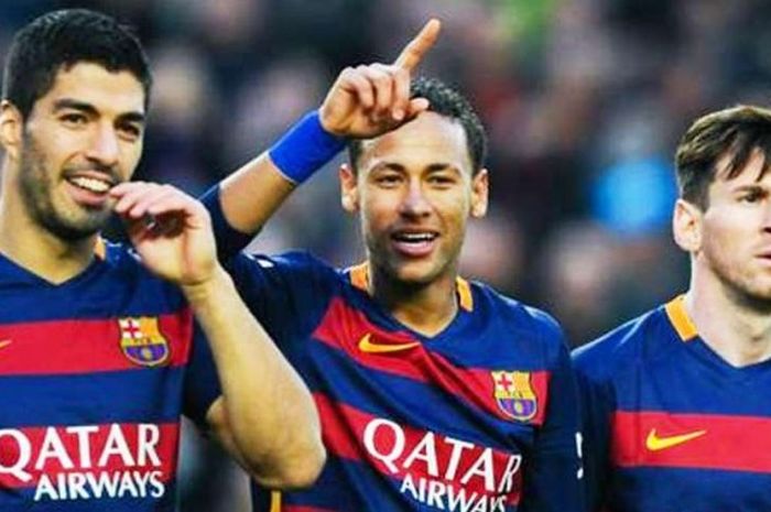 Trio Barcelona: Luis Suarez, Neymar, dan Lionel Messi. 