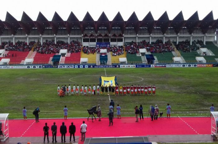 Laga penentuan juara Aceh World Solidarity Cup 2017 antara timnas Indonesia kontra Kirgistan di Stadion Harapan Bangsa, Banda Aceh, Rabu (6/12/2017) sore WIB.