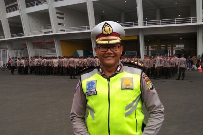 Manajer Bhayangkara FC, AKBP Sumardji, saat ditemui di Stadion Utama Gelora Bung Karno menjelang laga final Piala Presiden 2018, Sabtu (17/2/2018).