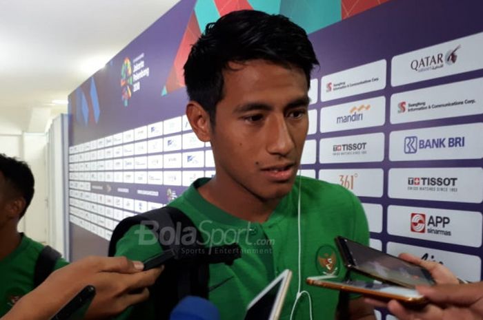 Hanif Sjahbandi, pemain timnas U-23 Indonesia usai laga melawan Hong Kong di Stadion Patriot Chandrabhaga, Bekasi, Senin (20/8/2018).