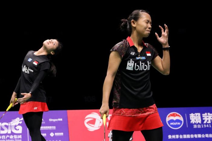 Della Destiara Haris/Rizki Amelia Pradipta saat tampil  pada babak pertama Japan Open 2018, Rabu (12/9/2018).