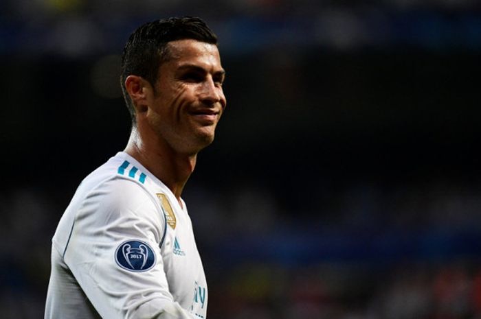 Reaksi megabintang Real Madrid, Cristiano Ronaldo, dalam laga Grup H Liga Champions kontra APOEL di Stadion Santiago Bernabeu, Madrid, Spanyol, Kamis (14/9/2017) dini hari WIB.