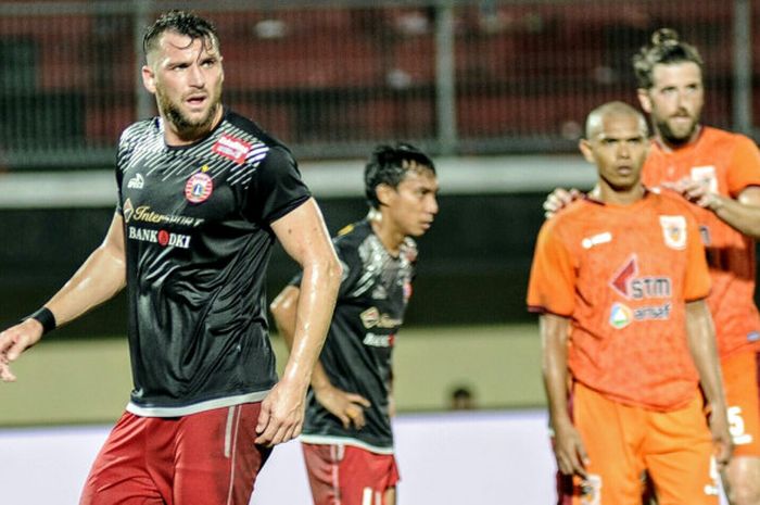 Penyerang Persija Jakarta, Marko Simic, saat menghadapi Borneo FC di pertandingan Grup D Piala Presiden 2018, Rabu (24/2/2018)