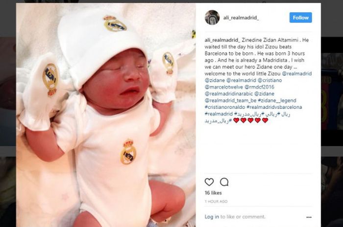 Bayi yang diberi nama Zinedine Zidane Altamimi