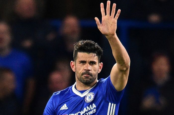 Reaksi Diego Costa dalam laga Liga Inggris antara Chelsea versus Southampton di Stamford Bridge, London, 25 April 2017.