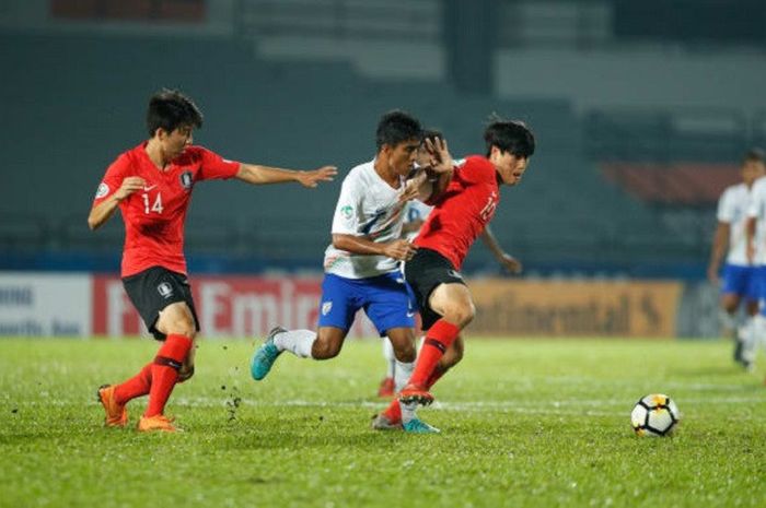 Timnas U-16 Korea Selatan Vs timnas U-16 India di Stadion Petaling Jaya, Petaling, Senin (1/10/2018).