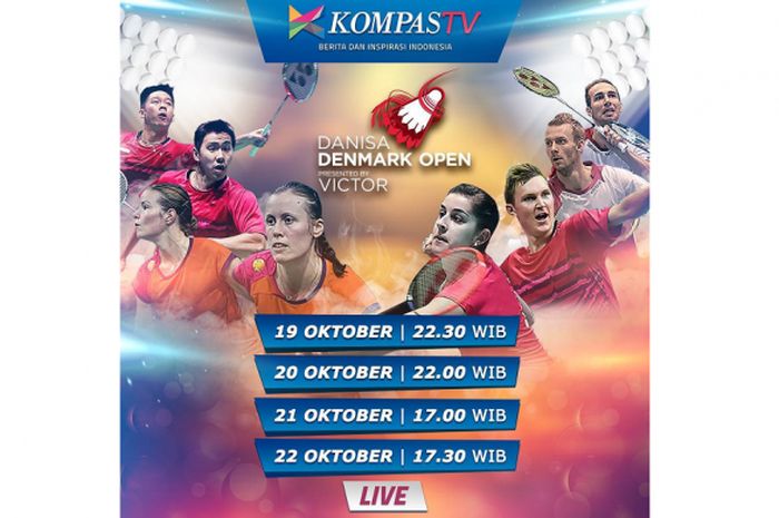 Jadwal siaran langsung Denmark Open 2017 di Kompas TV