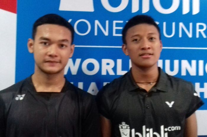 Ghifari Anandaffa Prihardika (kiri) dan Ade Bagus Sapta (kanan), ganda putra junior Indonesia di Kejuaraan Dunia Junior 2017