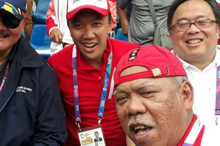 Para pejabat negara yamg hadir di final tenis nomor ganda campuran di Jakabaring pada Sabtu (25/8/2018).