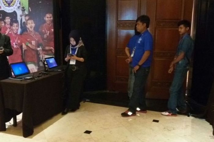 Ruangan pintu masuk Kongres PSSI di Ballroom Hotel Aryaduta, Bandung, Minggu (8/1/2017).