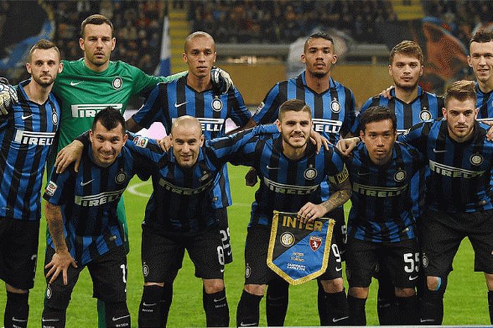Jajaran pemain Inter Milan saat laga Serie A melawan Torino di Stadion Giuseppe Meazza tanggal 3 April 2016 di Milan, Italia. 