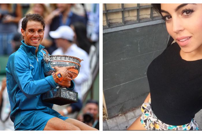 Kolase foto Rafael Nadal (kiri) dan Georgina Rodriguez