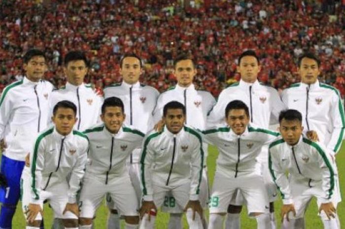 Skuat Timnas Indonesia saat kontra Vietnam, Selasa (22/8/2017).